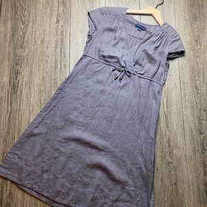 BODEN Linen Dress, Gray/Slate Blue, Size 8R